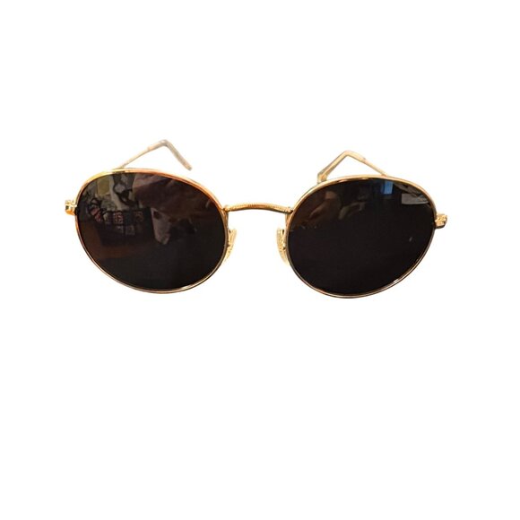 Wearme Pro Polarized Round Sunglasses Gold Frame Black Lens With Case Cloth NEW - Picture 2 of 5